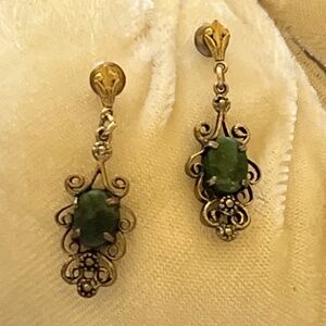 Vintage Gold Agate Drop Earrings